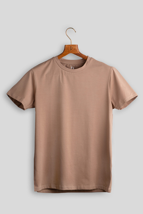 Beige Cotton Crew Neck T-shirt  Clothing \ Knitwear \ T-shirts