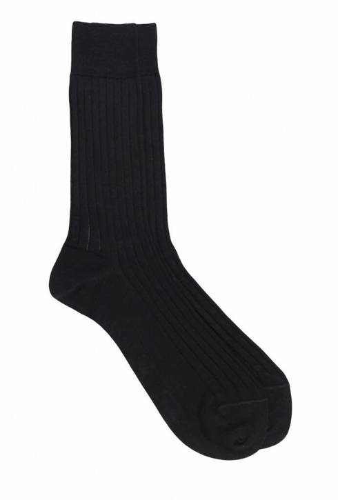 Black 100% Mercerized Cotton Socks - Fil D'écosse