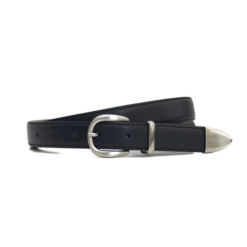 Black leather belt "Ruler" grain