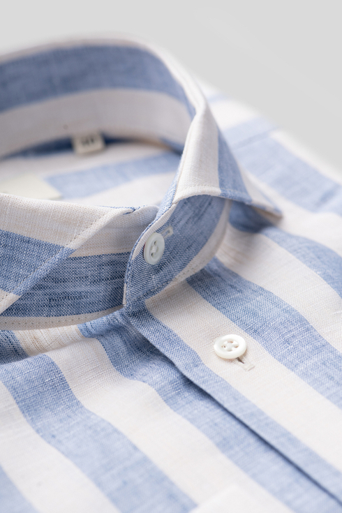 Blue-White Stripe Linen Shirt 