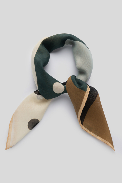 Brown, Beige and Blue Bauhaus Square Scarf