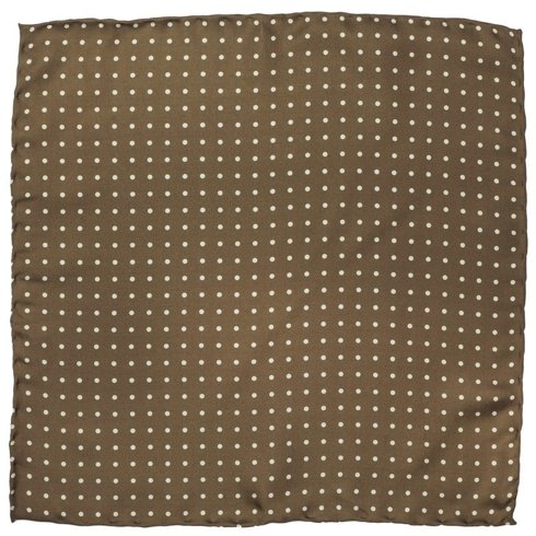 Brown Silk Polka Dots Pocket Square