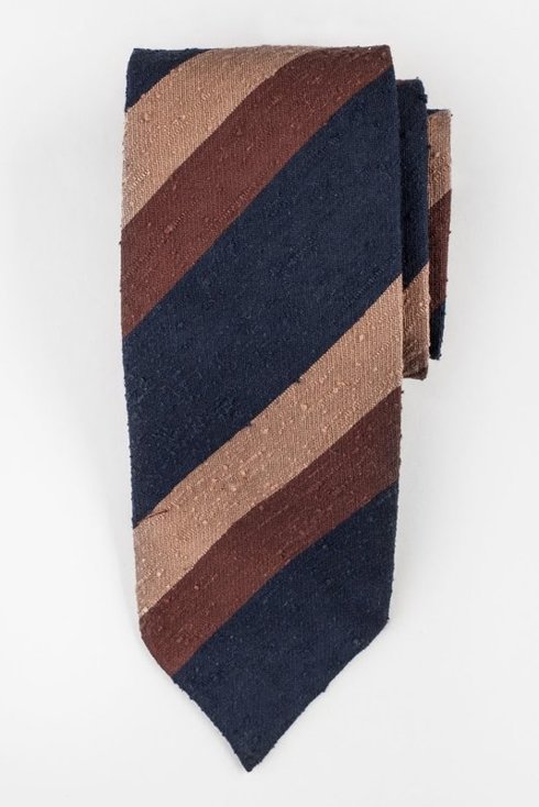 Brownish blue untipped shantung tie