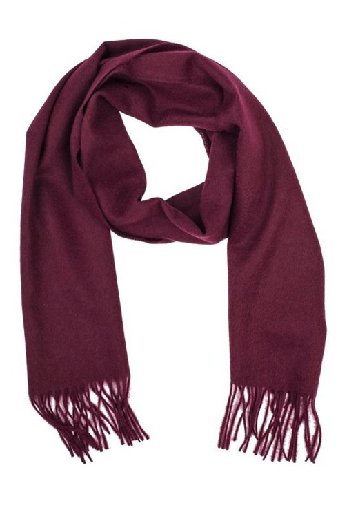 Burgundy cashmere checked scarf
