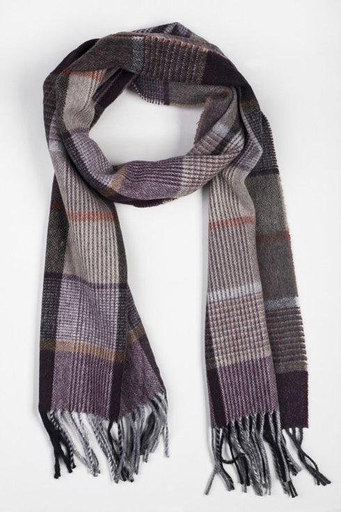 CHECKED WOOL & CASHMERE SCARF