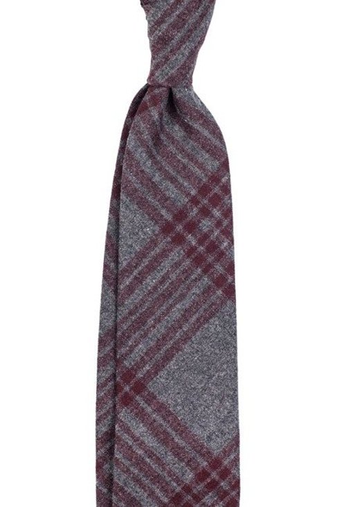 Checkered woolen untipped tie