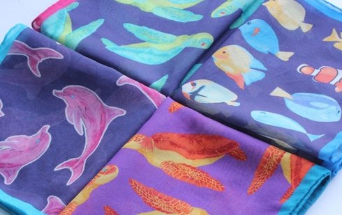 Cotton-Silk Pocket Square Dolphins