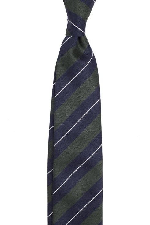 GREEN AND NAVY REGIMENTAL UNTIPPED HANDROLLED TIE