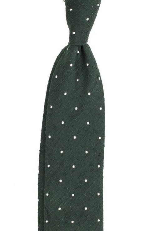 GREEN SHANTUNG TIE WITH DOTS