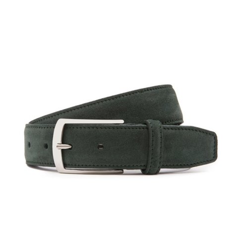 Green suede leather belt