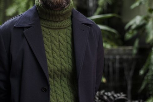 Green turtleneck 100% merino wool