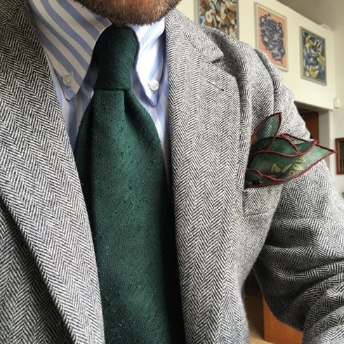Green untipped shantung tie