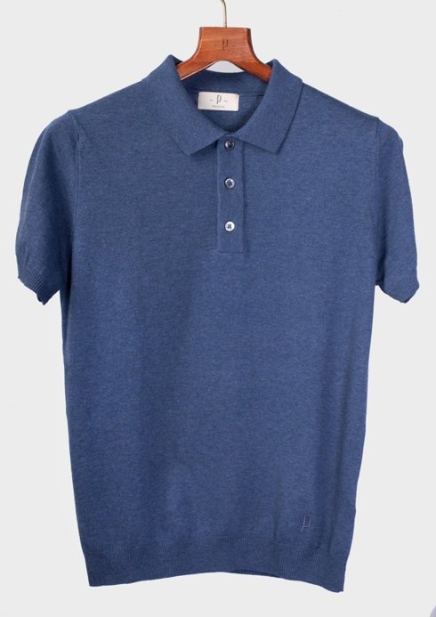 Jeans color knitted polo shirt 