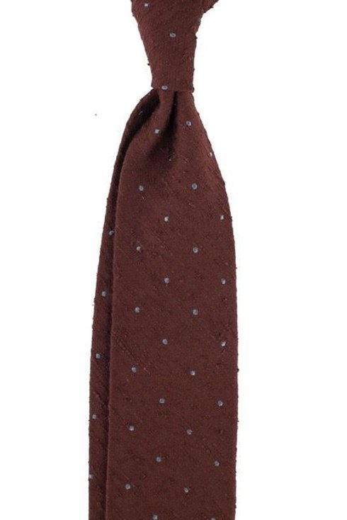 LIGHT BROWN SHANTUNG TIE WITH DOTS