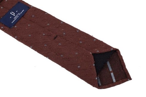 LIGHT BROWN SHANTUNG TIE WITH DOTS