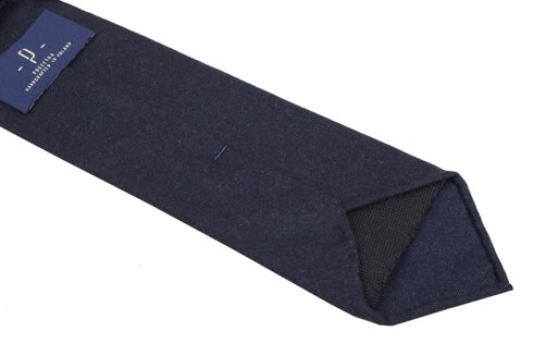 NAVY BLUE FLANNEL UNTIPPED HANDROLLED TIE