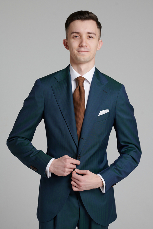 Navy and Green Solaro Wool Suit
