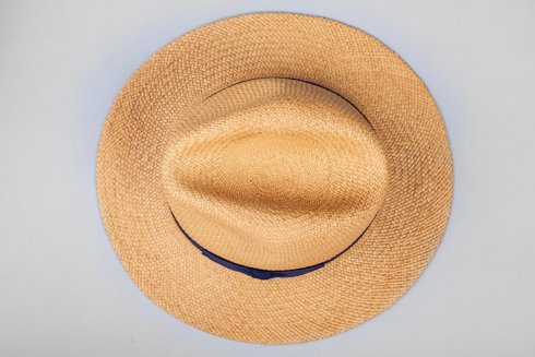 Panama hat burnt with navy blue rep