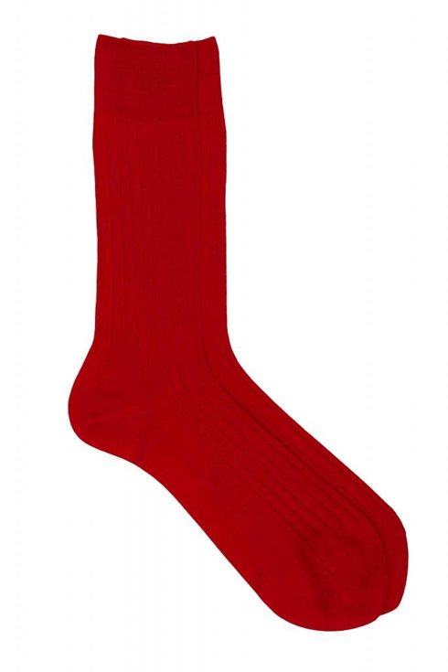 Red 100% Mercerized Cotton Socks - Fil D'écosse