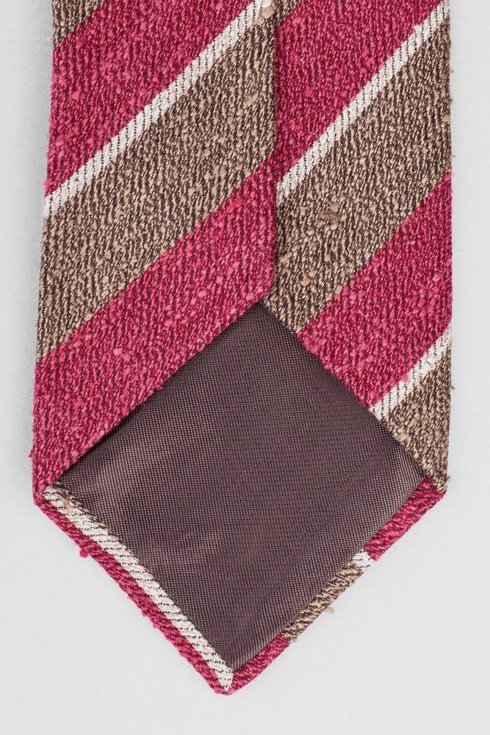 Red & brown wool shantung regimental tie