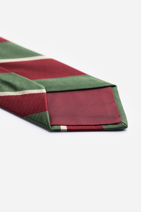 Regimental silk jacquard tie green