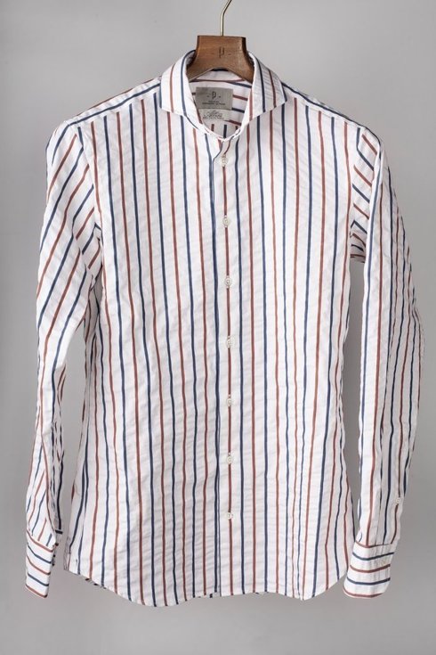 Seersucker cutaway collar shirt Albini