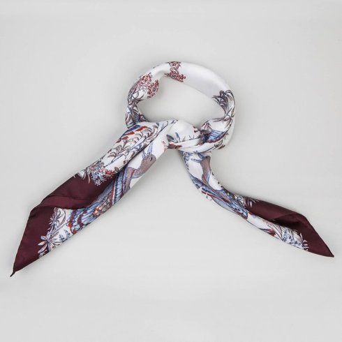 Silk hand made scarf  with animal motif
