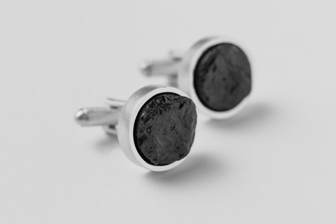 Silver cufflinks with coal 