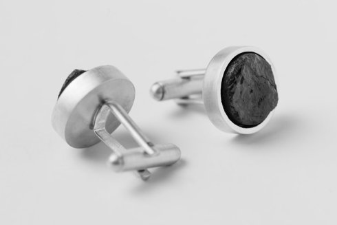 Silver cufflinks with coal 