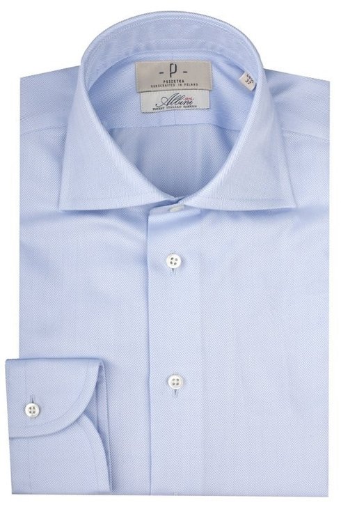 Sky blue semi-cutawaycollar shirt Albini