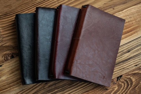 black leather notebook with refill