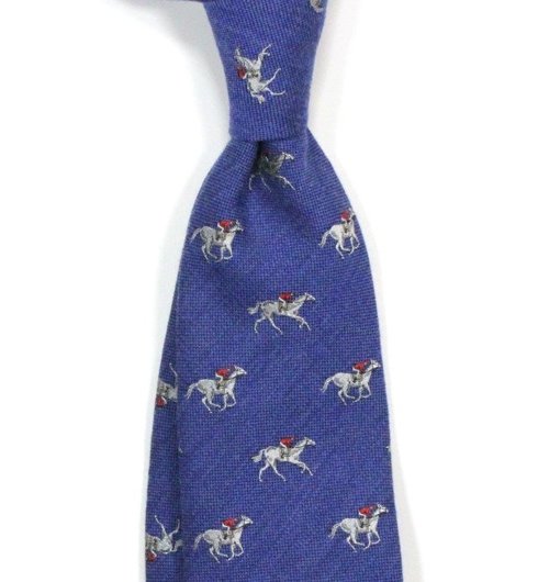 blue silk&wool tie HORSE