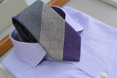 lilac linen&cotton bengal shirt 