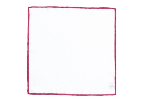 linen pocket square with red border