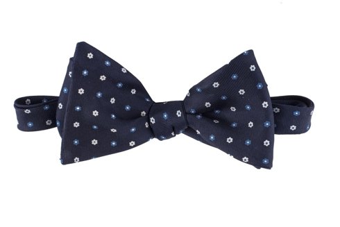 navy floral Macclesfield bow tie