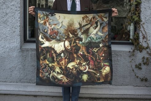 silk 100cm scarf 'The Fall of the Rebel Angels' Pieter Bruegel the Elder