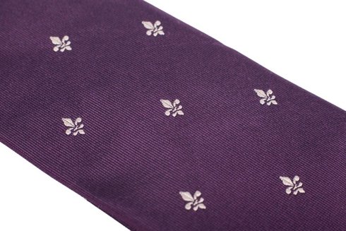 violet SIX FOLD TIE with fleur-de-lis
