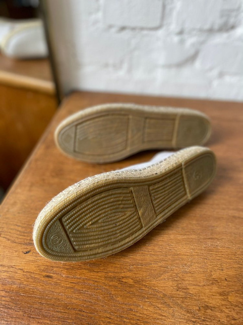 Beige Herringbone Linen Espadrilles