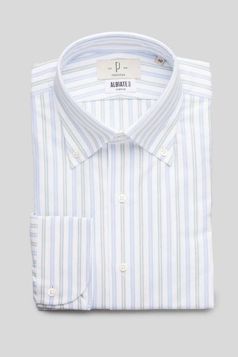Blue & Green Stripe OCBD Shirt