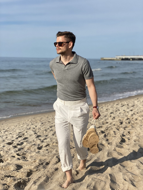 Grey Short Sleeve Polo Shirt