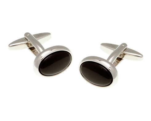 Black Onyx oval cabochon cufflinks 