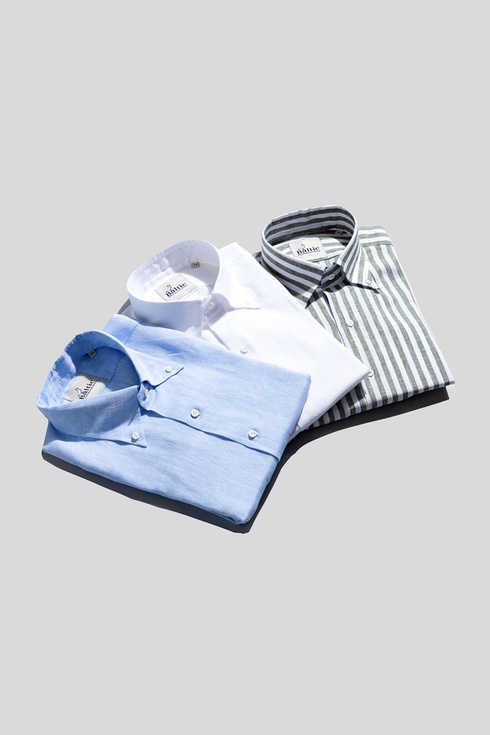 Sky Blue Linen Button-Down Shirt Poszetka x Mr. Vintage