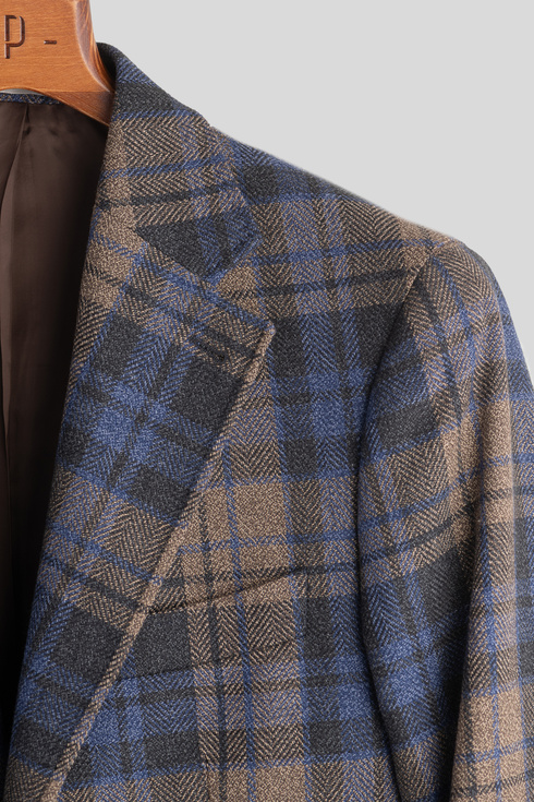 Navy Checked Cotton Sportcoat