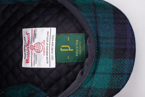 Kaszkiet black watch tartan od Harris Tweed 