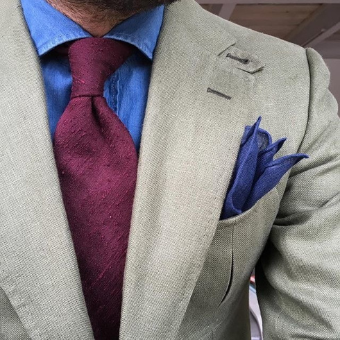 linen pocket square light navy