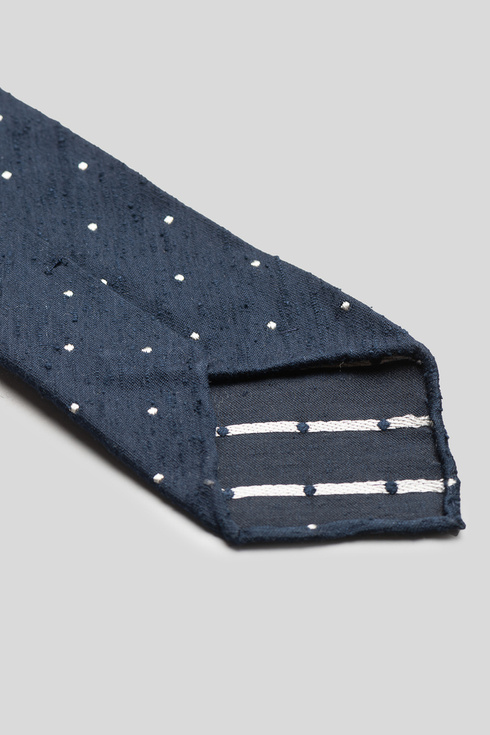 Navy Polka Dot Shantung Tie