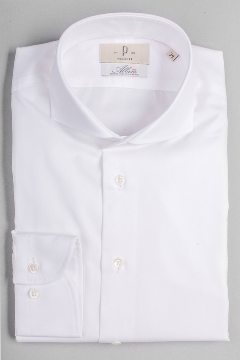  Klasyczna biała koszula z kolnierzem włoskim Albini