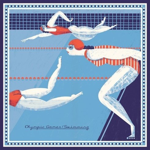 Apaszka 100 cm z ilustracją Gosi Herby "Pływaczki"