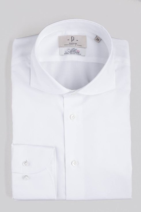 Biała koszula z neapolitańskim wszyciem rękawa  Albini