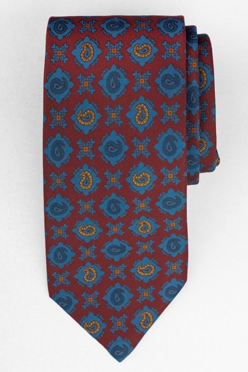 Bordowy krawat Ancient Madder Silk z motywem paisley